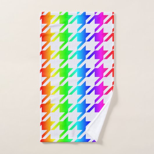 Modernes Rainbow Ombre Hahnentrittmuster Pattern Handtuch (Handtuch)