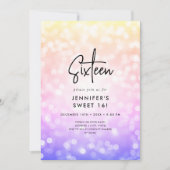 Modernes Rainbow Ombre Lights Foto Sweet 16 Einladung (Vorderseite)