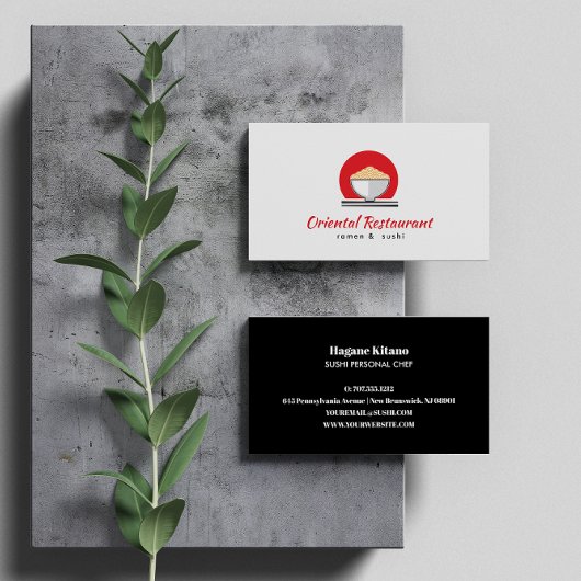 Modernes Ramen Noodle Japanisches Restaurant Sushi Visitenkarte