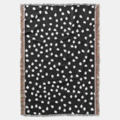 Modernes Random Polka Dot Muster Schwarz-Weiß Decke (Vorderseite Vertikal)
