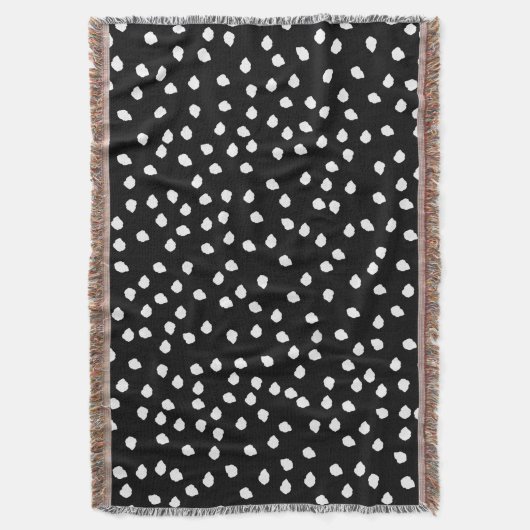 Modernes Random Polka Dot Muster Schwarz-Weiß Decke (Vorderseite Vertikal)