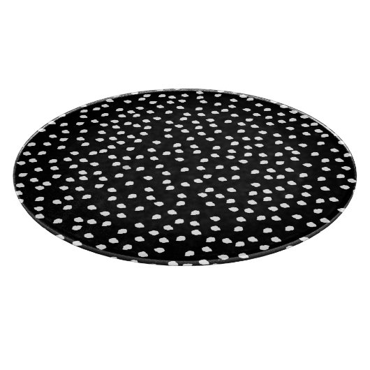 Modernes Random Polka Dot Muster Schwarz-Weiß Schneidebrett (Ecke)