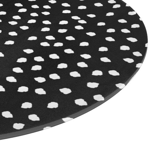 Modernes Random Polka Dot Muster Schwarz-Weiß Schneidebrett (Ecke)