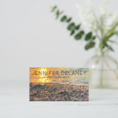 Modernes Real Anwesen Agent Beach Waves Sunset Fot Visitenkarte (Stehend Vorderseite)