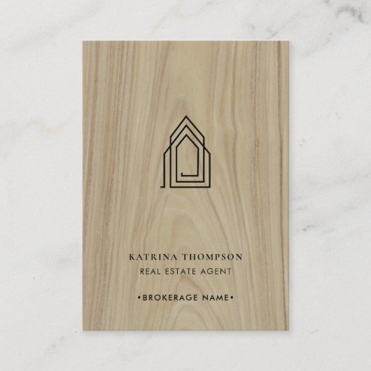 Modernes Real Anwesen Agent Realtor Logo Holz Visitenkarte (Vorderseite)