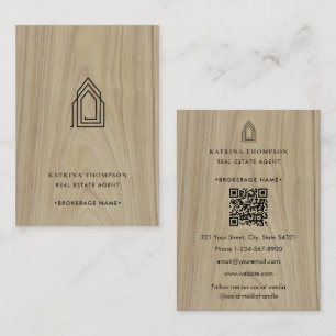 Modernes Real Anwesen Agent Realtor Logo Holz Visitenkarte