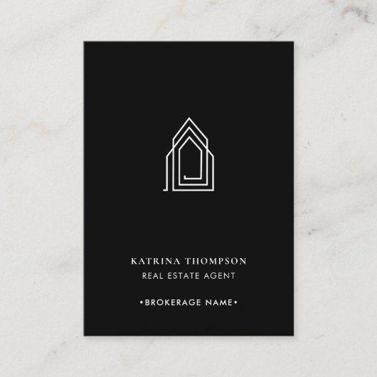 Modernes Real Anwesen Agent Realtor Logo Schwarz-w Visitenkarte (Vorderseite)