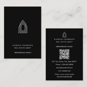 Modernes Real Anwesen Agent Realtor Logo Schwarz-w Visitenkarte