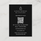 Modernes Real Anwesen Agent Realtor Logo Schwarz-w Visitenkarte (Rückseite)