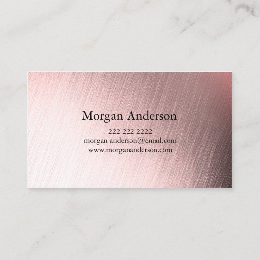 Modernes Real Anwesen Agent Rose Gold Brushed Meta Visitenkarte (Rückseite)