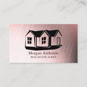 Modernes Real Anwesen Agent Rose Gold Brushed Meta Visitenkarte
