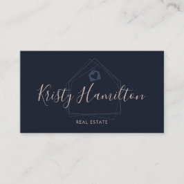 Modernes Real Anwesen Beruflich Realtor Navy Blush Visitenkarte