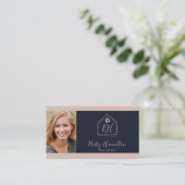 Modernes Real Anwesen Beruflicher Navy Blush Pink Visitenkarte (Stehend Vorderseite)