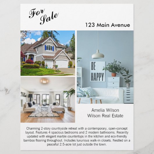 Modernes Real Anwesen Listing 2 Sided Foto Flyer (Vorne)