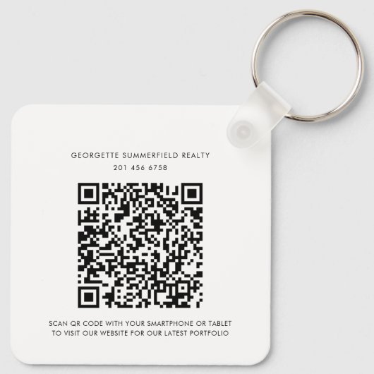 Modernes Real Anwesen Logo und QR Code Business Schlüsselanhänger (Rückseite)