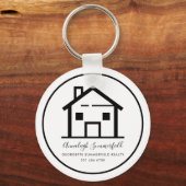 Modernes Real Anwesen Schwarz-weißes Personalisier Schlüsselanhänger (Vorderseite)