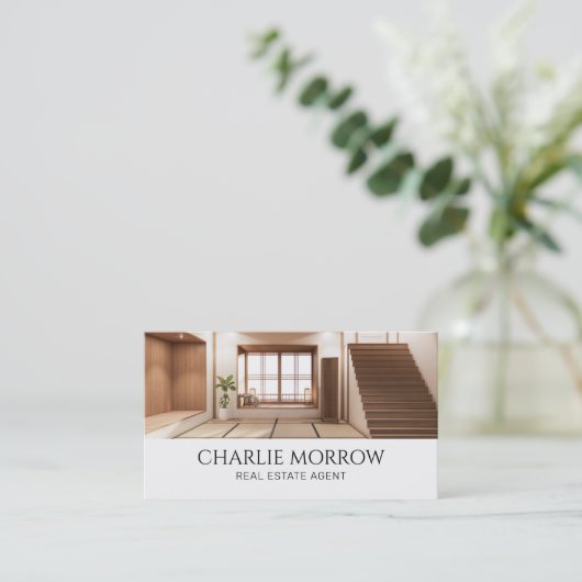 Modernes Real Anwesen Visitenkarte (Stehend Vorderseite)