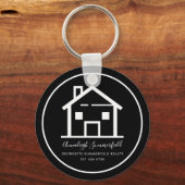 Modernes Real Anwesen Weißes Schwarzes Haus Schlüsselanhänger (Vorderseite)