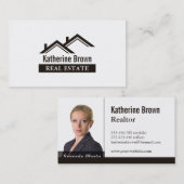 Modernes Real Esate Brown Icon Realtor Foto Visitenkarte (Vorne/Hinten)