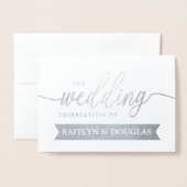 Modernes Real FOIL Script Einladung Silver (Vorderseite mit Umschlag)