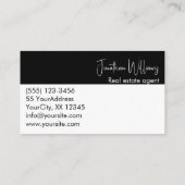 Modernes reales Anwesen Agent rund Foto Schwarz-we Visitenkarte (Rückseite)