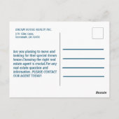 Modernes reales Anwesen nur aufgeführtes Marketing Postkarte (Rückseite)