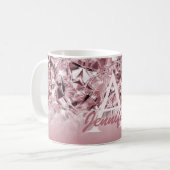 Modernes, realistisches rosa Diamant-elegantes Mon Kaffeetasse (Vorderseite Links)