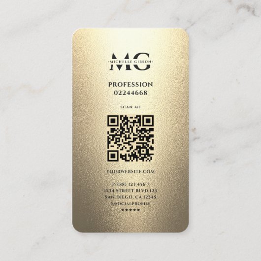 Modernes Realtor Black Gold Key Elegantes Monogram Visitenkarte (Rückseite)