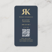 Modernes Realtor Monogram R K Dark Blue Gray Visitenkarte (Rückseite)