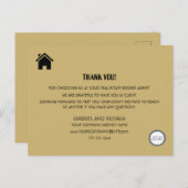 Modernes Realtor Pale Gold Business Danke Postca Postkarte (Vorne/Hinten)