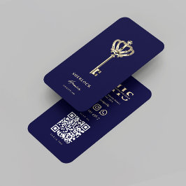 Modernes Realtor Real Anwesen Monogram Midnight Bl Visitenkarte