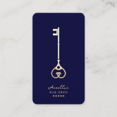 Modernes Realtor Royal Blue Gold Key Visitenkarte (Vorderseite)