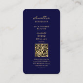 Modernes Realtor Royal Blue Gold Key Visitenkarte (Rückseite)