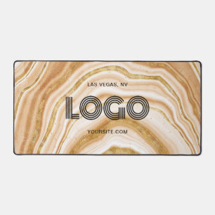Modernes rechteckiges Logo Faux Golden Achat Schreibtischunterlage