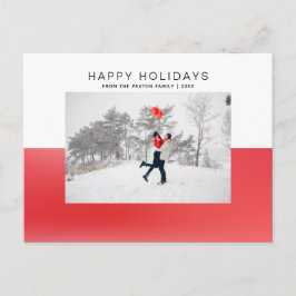 Modernes Red 2 Tone Watercolor Happy Holiday Foto Postkarte