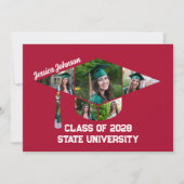 Modernes Red Abschluss Shape Foto Collage Party Einladung (Vorderseite)