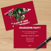 Modernes Red Abschluss Shape Foto Collage Party Einladung