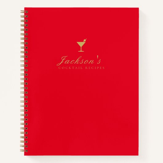 Modernes Red and Gold Blank Cocktail Rezept Buch (Vorderseite)