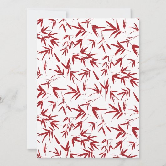 Modernes Red Bamboo Double Happy Brautparty Einladung (Rückseite)