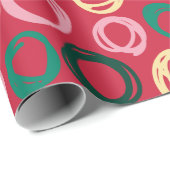 Modernes Red Black Gold Circles Weihnachtsmuster Geschenkpapier (Rolleneckpunkt)