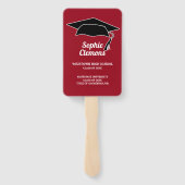 Modernes Red Black Graduation Cap Foto Class Fächer (Rückseite)