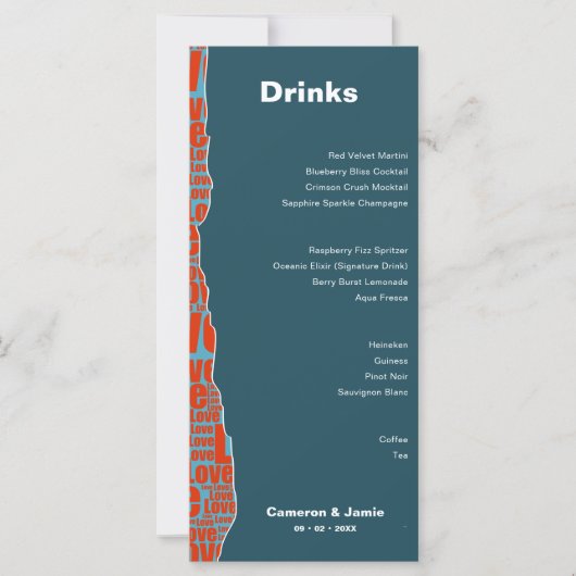 Modernes Red Blue Border Drinks Dinner Menu (Vorderseite)