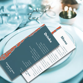 Modernes Red Blue Border Drinks Dinner Menu