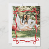 Modernes Red Bow Frohe Weihnachts-Foto Einladung (Vorderseite)