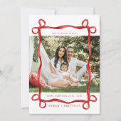 Modernes Red Bow Frohe Weihnachts-Foto Einladung (Vorderseite)
