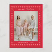 Modernes Red Bow Pattern Familienjubiläum Weihnach Postkarte (Vorderseite)