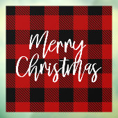 Modernes Red Buffalo Kariert Frohe Weihnachten Fensteraufkleber (Blatt 3)