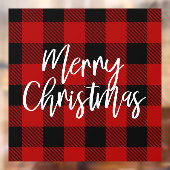 Modernes Red Buffalo Kariert Frohe Weihnachten Fensteraufkleber (Blatt 2)