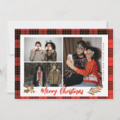 Modernes Red Buffalo Kariert Frohe Weihnachten Fot (Vorderseite)