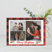 Modernes Red Buffalo Kariert Frohe Weihnachten Fot (Stehend Vorderseite)